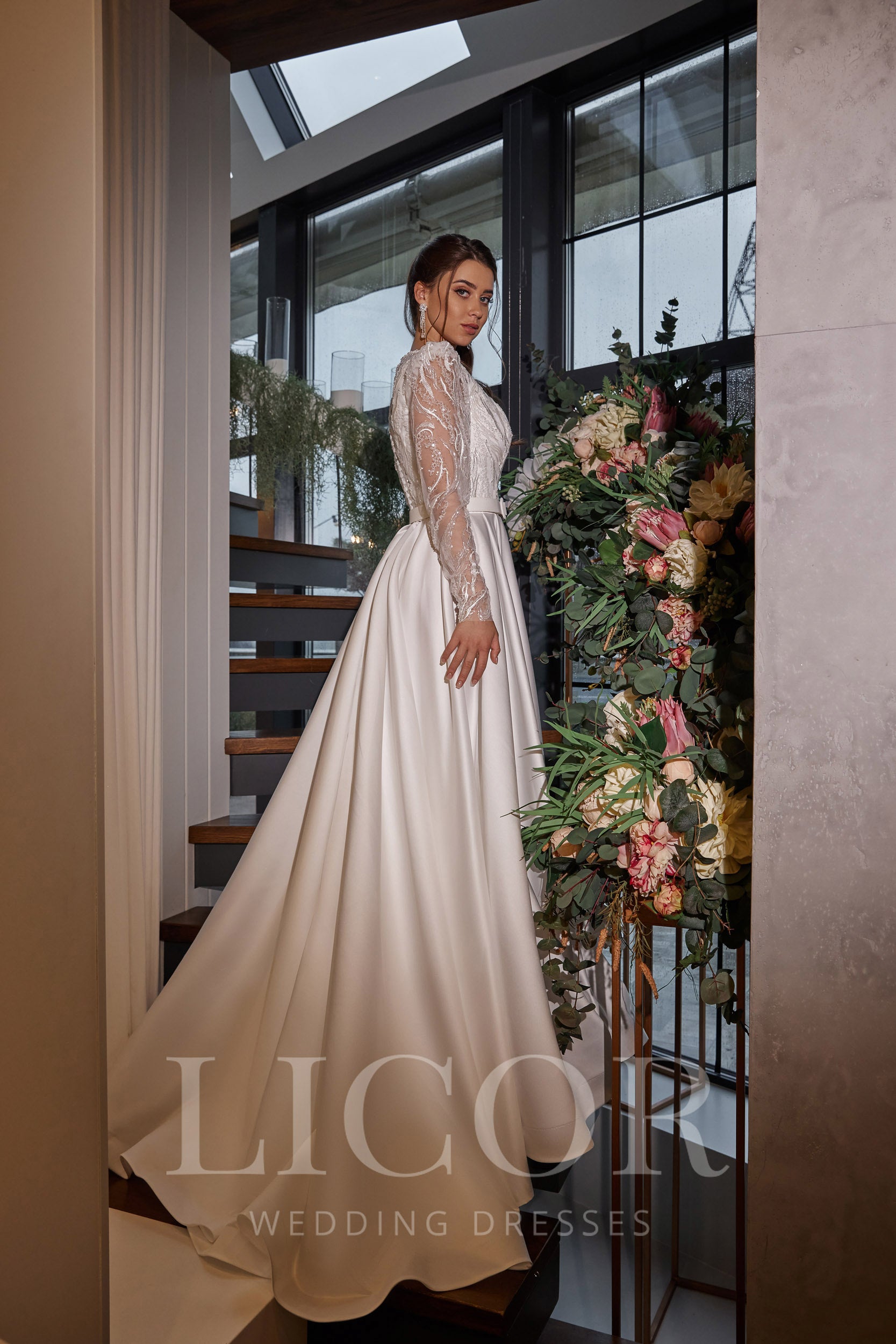 A-Line Satin Wedding Dress, Square Neck, Sleeveless, Flattering Waist, Full Skirt, Minimalist Bridal Couture