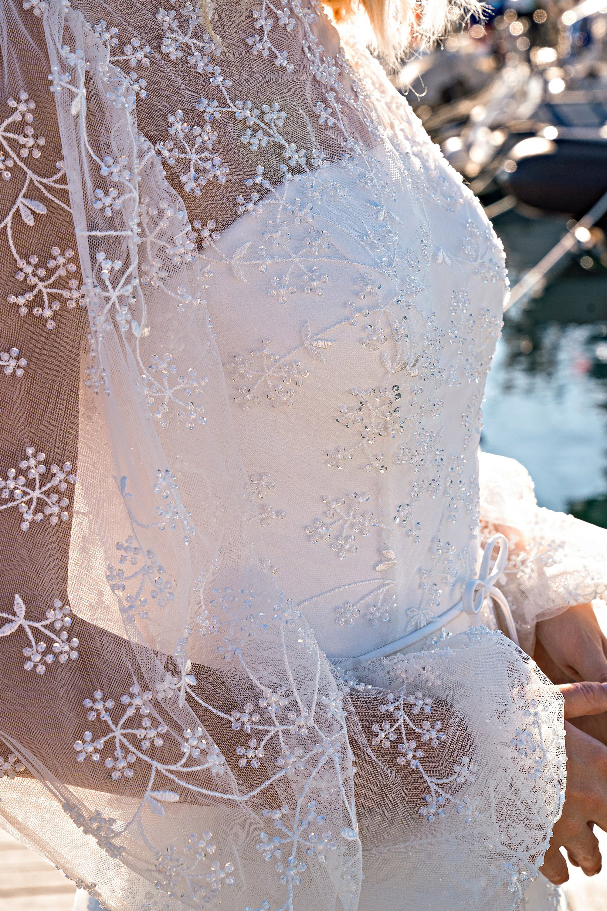 A-Line Wedding Dress with High Neck Embroidery