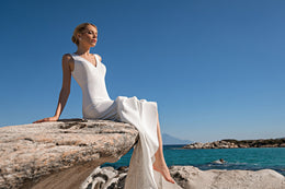 Mermaid Lace Wedding Dress with Open Back and Chapel Train for Beach Brides