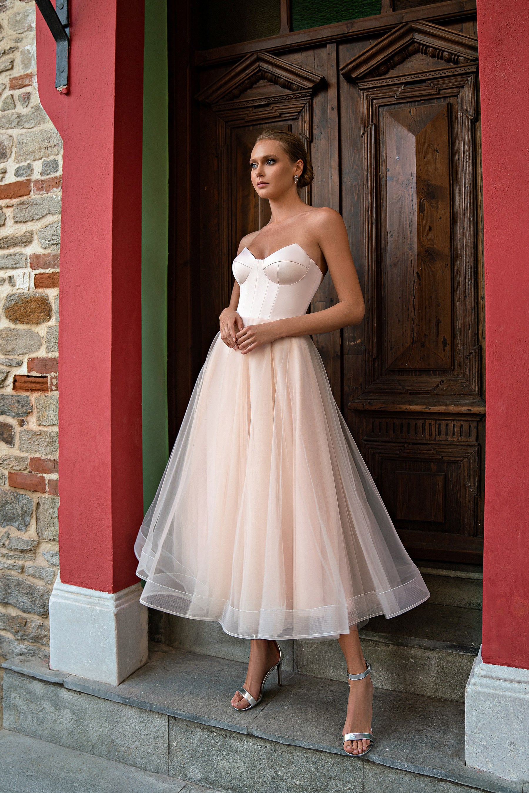 Party Dress Tea Length Sweetheart Neckline Tulle Skirt