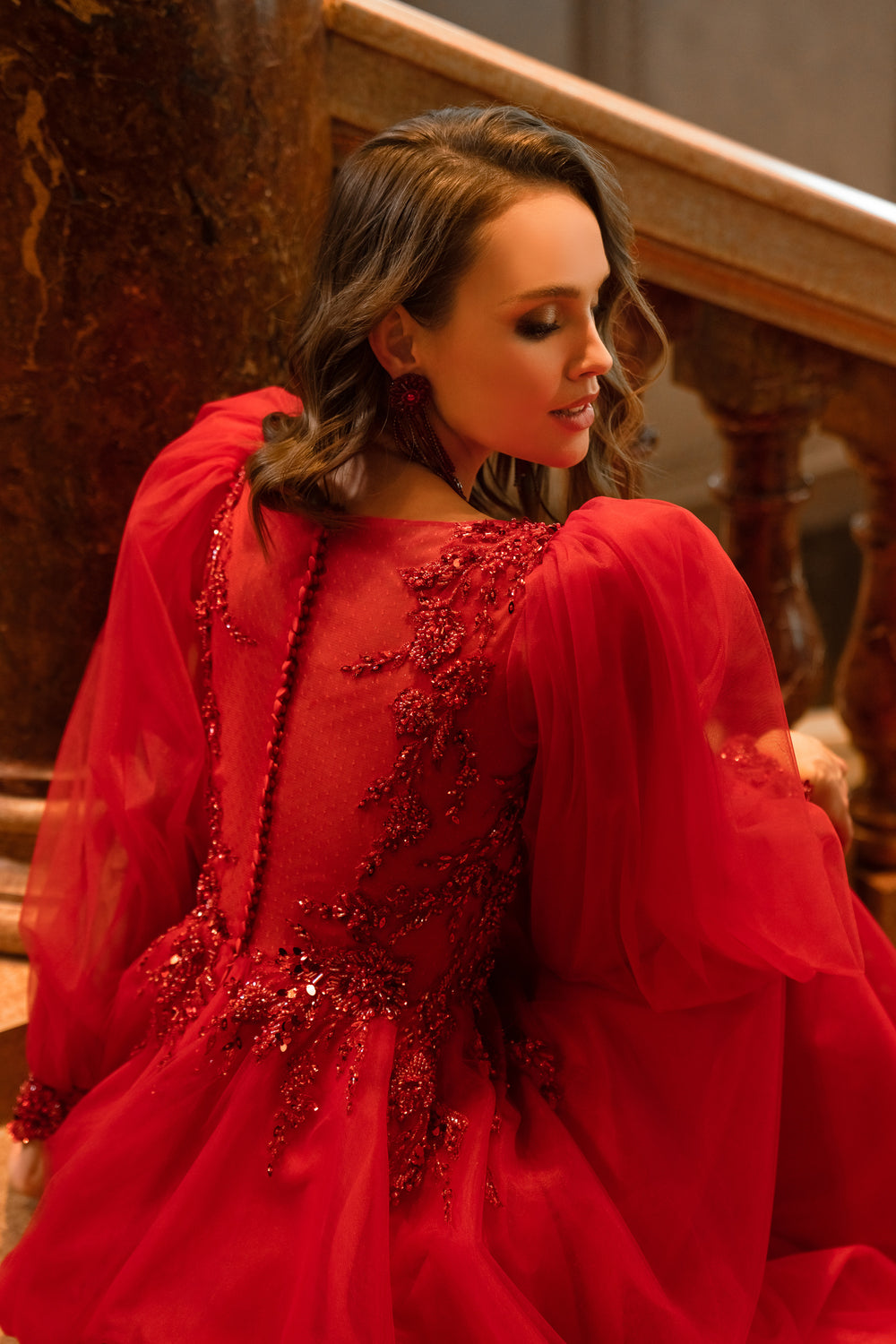 Ball Gown Evening Dress with Beaded Corset