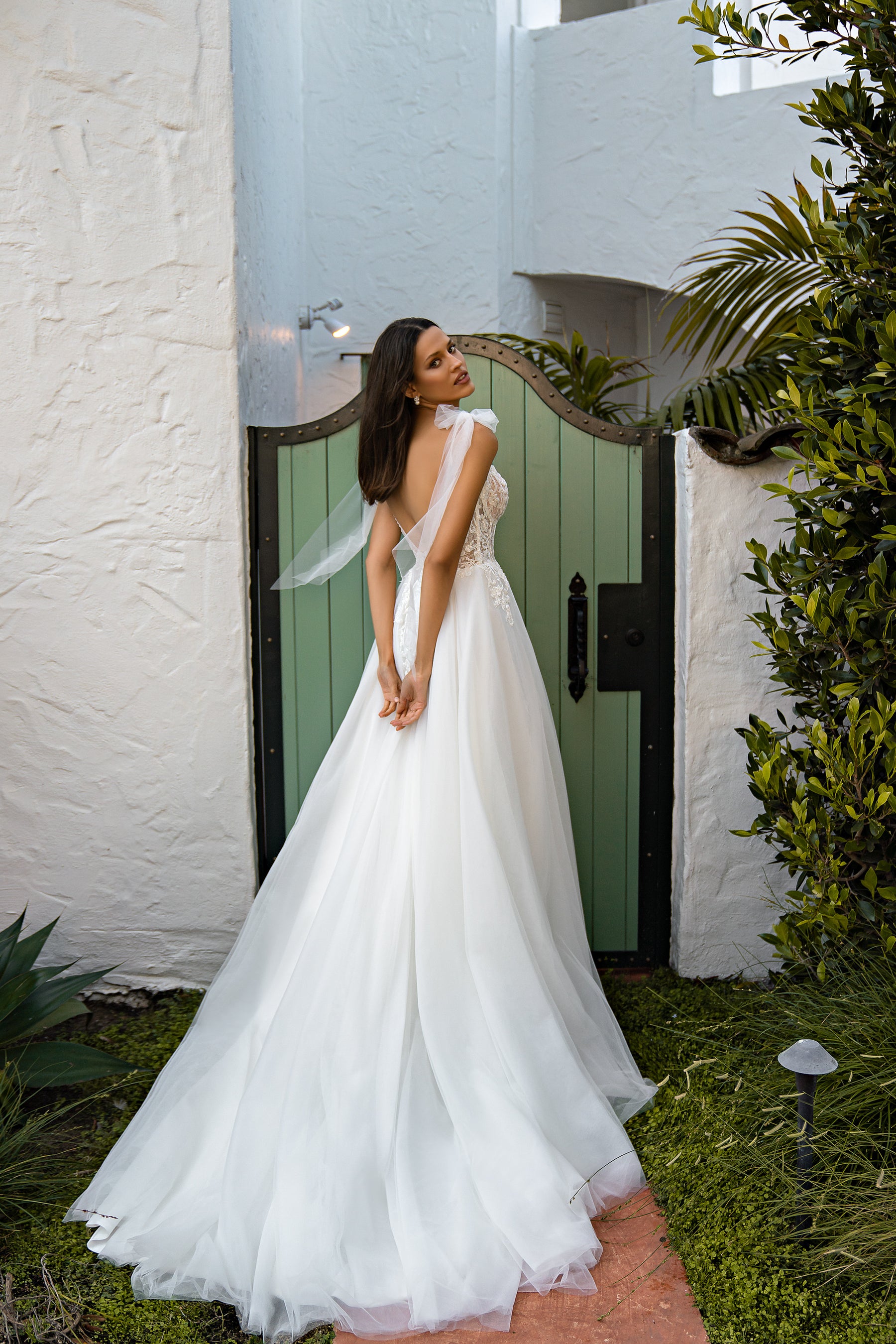A-Line Wedding Dress with Floral Lace Bodice
