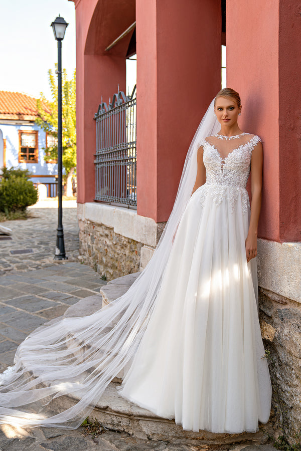 A-Line Wedding Dress with Pretty Beaded and Sequined Appliqués - Popular with Brides for a Reason