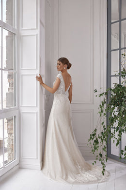 Sheath Wedding Dress with Detachable Bolero and Overskirt