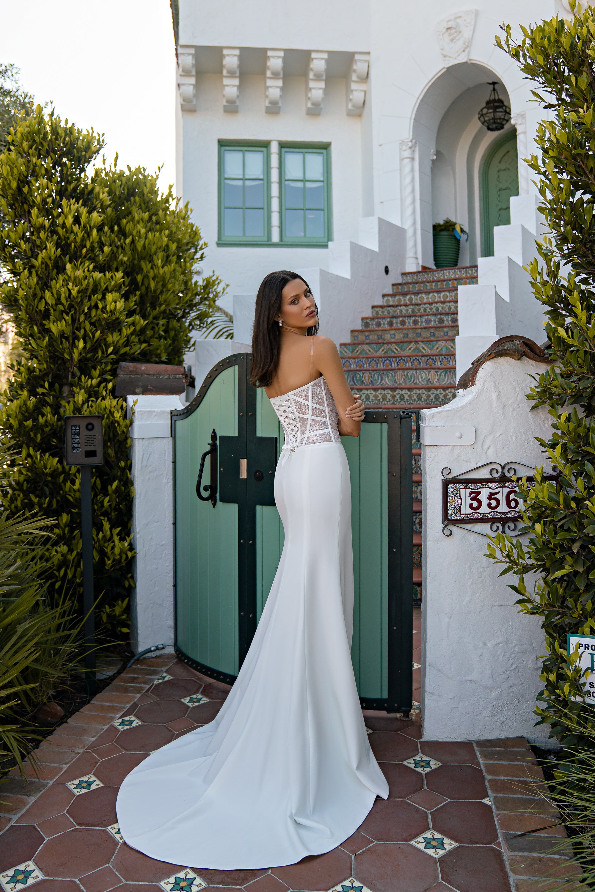 Mermaid Wedding Dress with Sheer Corset and Slit