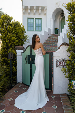 Mermaid Wedding Dress with Sheer Corset and Slit
