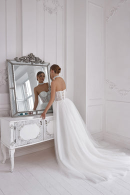 A-Line Wedding Dress with Detachable Long Sleeve Bolero
