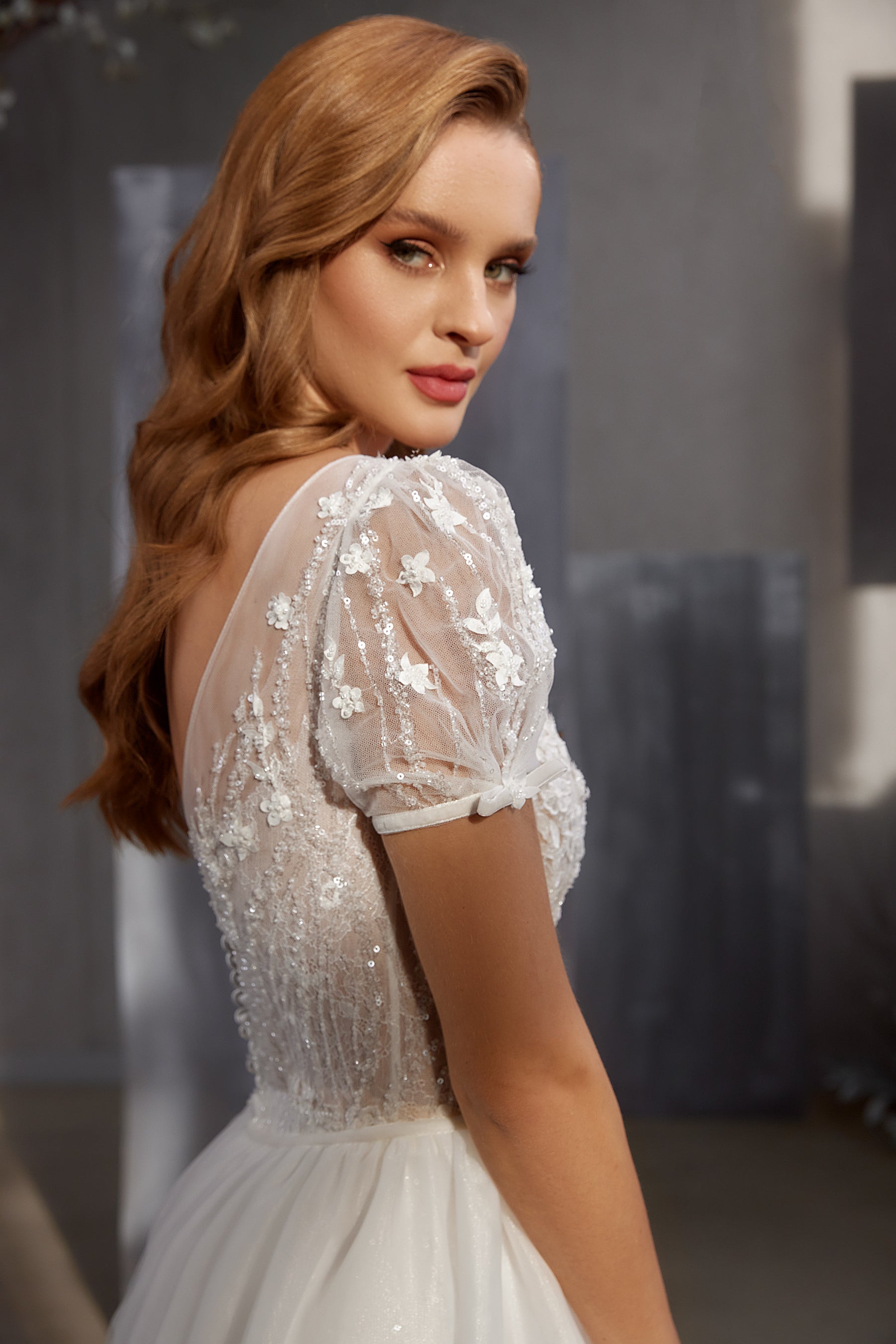 Sheath Wedding Dress with Detachable Tulle Overskirt