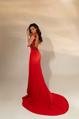 Luxurious Mermaid Silhouette with Hand-Decorated Guipure, Beads & Sequins - Emerald, Ruby & Sapphire Shades