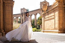 Detachable Satin Overskirt for S-648-Olena Wedding Dress