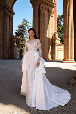 Detachable Satin Overskirt for S-648-Olena Wedding Dress