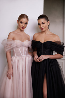 Off-the-Shoulder Tulle Corset Party Dress - Perfect for Any Occasion!
