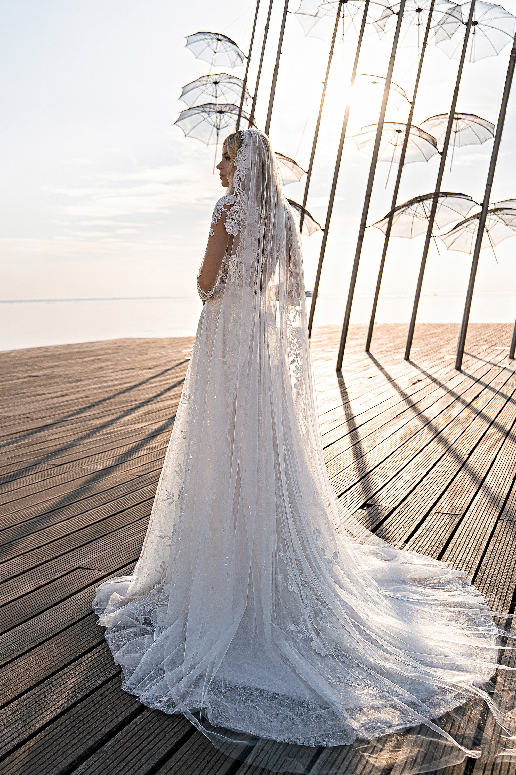 A-Line Wedding Dress with Floral Lace Appliqués