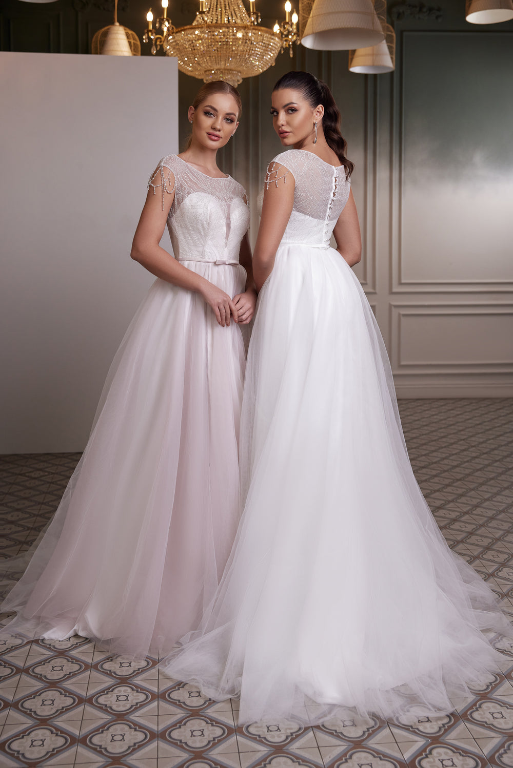 A-Line Evening Dress with Embroidered Illusion Bodice