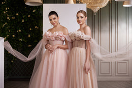 3D Flowers Decorated Tulle Dress with Lace Up Back - Perfect Prom Dress