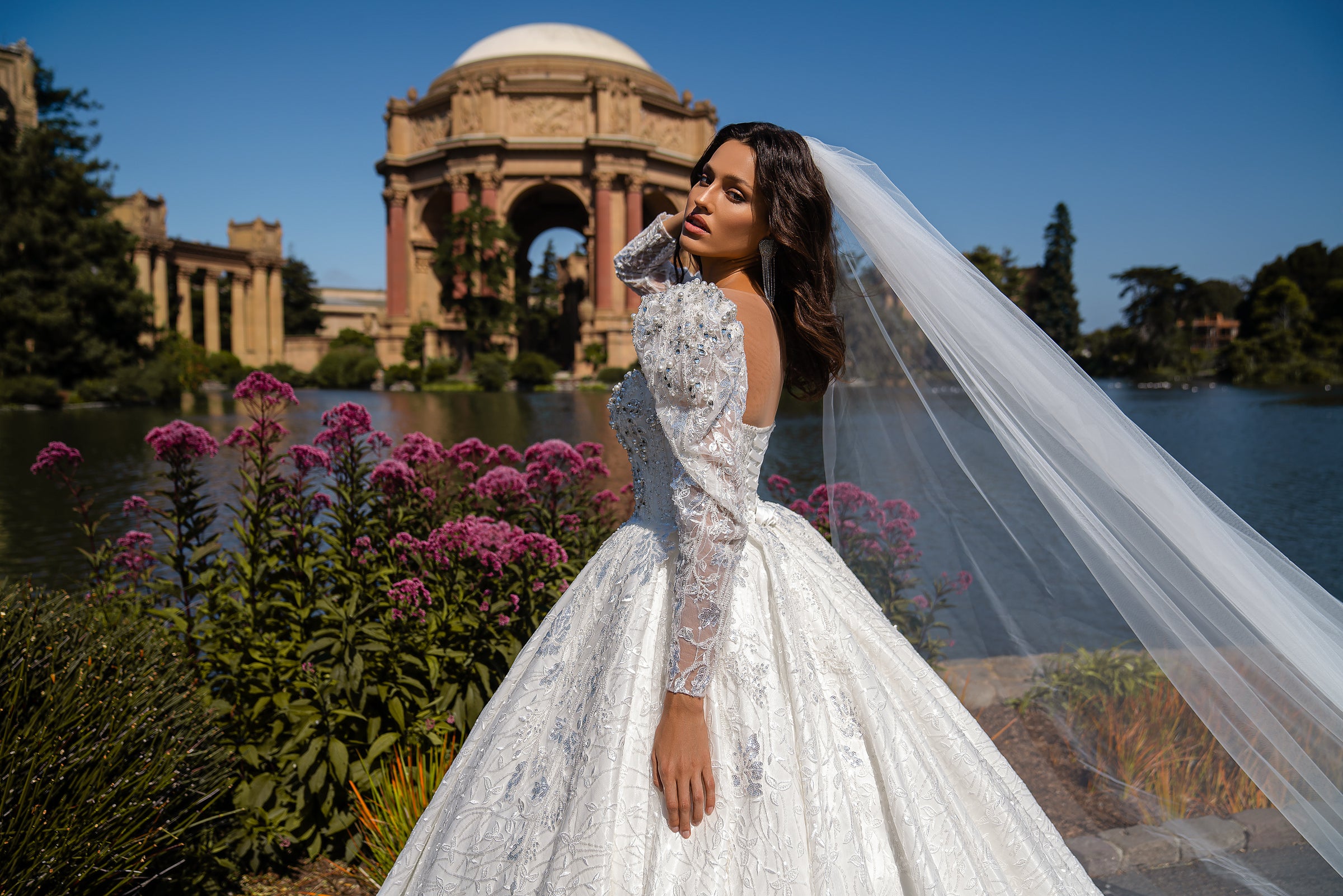 Ball Gown Wedding Dress with Detachable Lace Sleeves
