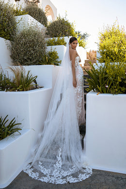 Romantic Classic Tulle Veil "Bundle" with Beads and Pearls - 2.8x3.0m with Loops