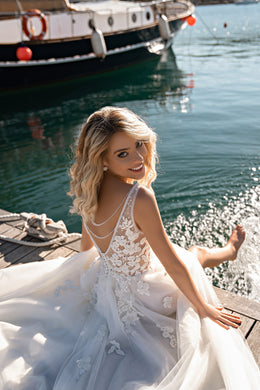 A-Line Wedding Dress with Floral Lace Bodice
