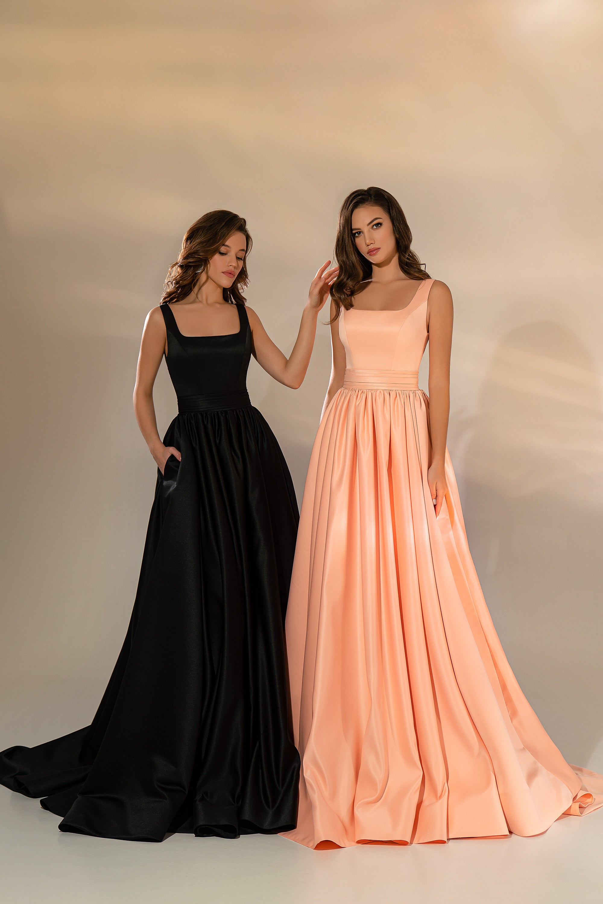 Women's Royal Satin Evening Dress with Lace Skirt and Fitted Corset