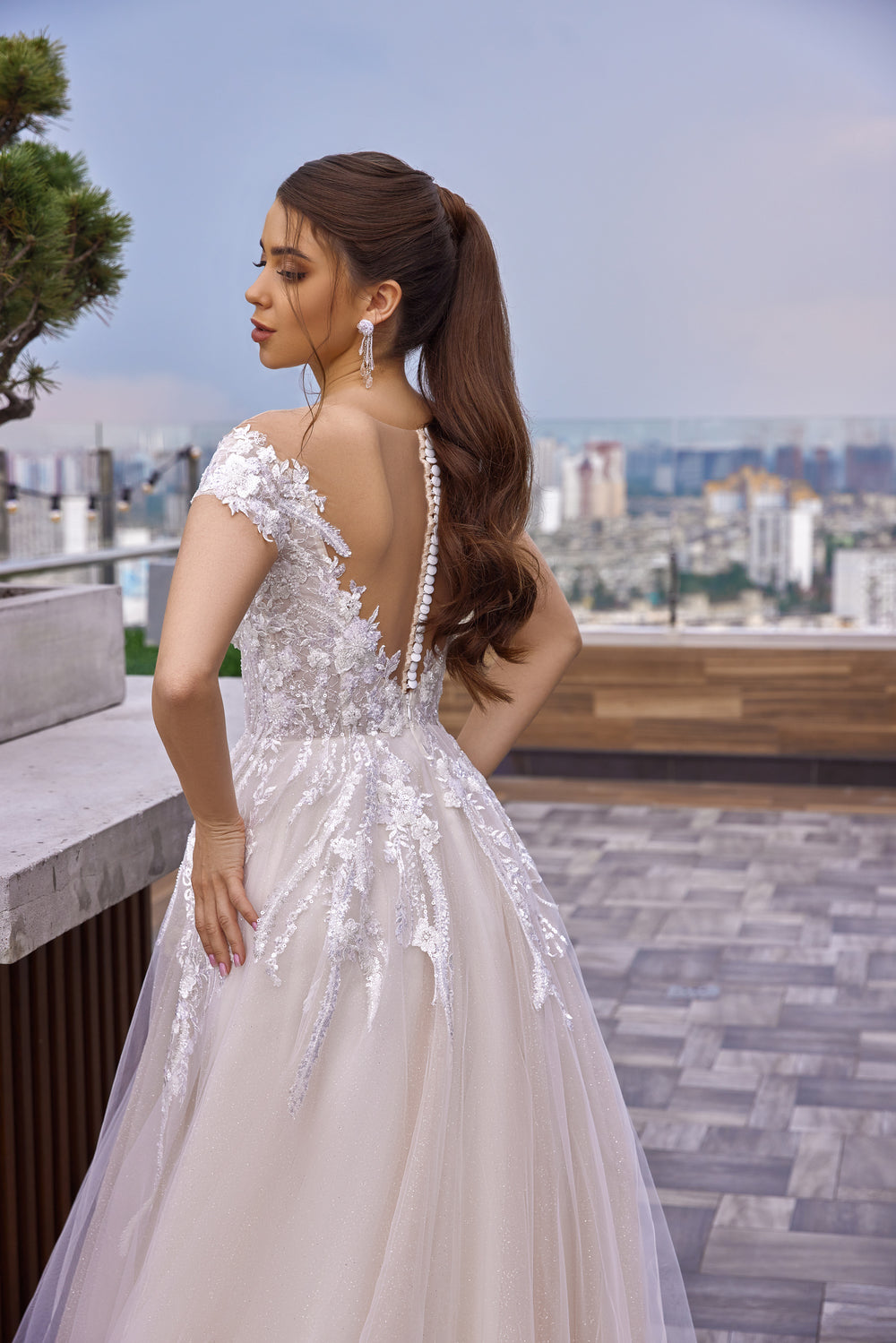 Ball Gown Wedding Dress with Lace Appliqués, Beading and Tulle Overlay, Off-the-Shoulder Neckline, Cap Sleeves, Cathedral Train